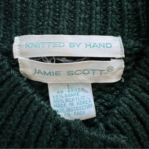 Vintage Jamie Scott Hand Knit Cardigan Fair Isle Cable Knit Sweater L - Picture 9 of 10